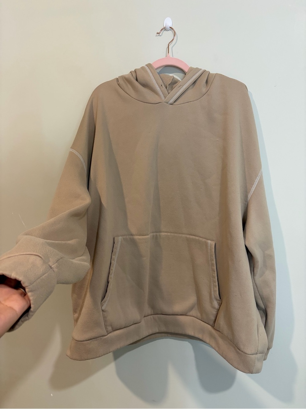 Men's Crewneck Hoodie Sweatshirt in Tan